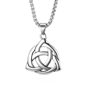 Irish Celtic Triquetra Trinity Knot Stainless Steel Necklace Retro Simple Casting Pendant Awareness Jewelry