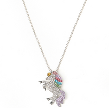 Popular unicorn diamond necklace enamel pony pendant