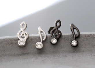 Creative musical note Earrings S 925 Sterling Silver personality earrings