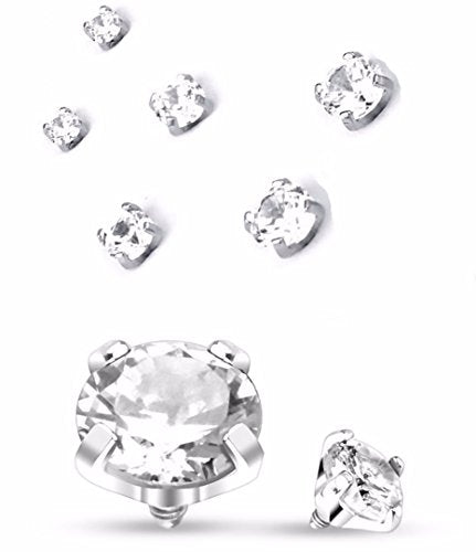 Body Accentz Round Prong Set 316L Surgical Steel Dermal Anchor Top Assorted Package Set of 6