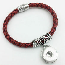 Weaving high quality PU leather 18mm snap button bracelet  Magnetic clasp