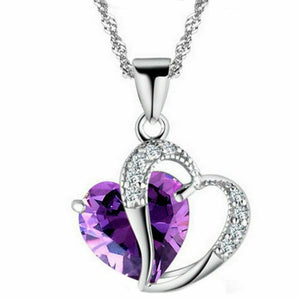 Necklace heart CZ crystal chain clavicle sweater Rhinestone Pendant Jewelry