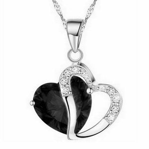 Necklace heart CZ crystal chain clavicle sweater Rhinestone Pendant Jewelry