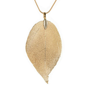 Body Colorz Necklaces Leaves Leaf Pendant Long Chain Jewelry Stainless Steel