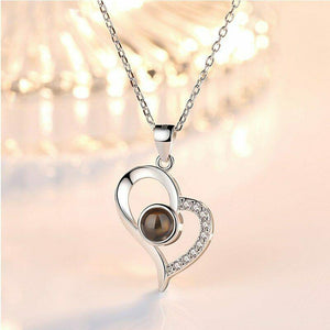Heart Memory 100 Language I Love You Projection Necklace Stainless Steel Chain