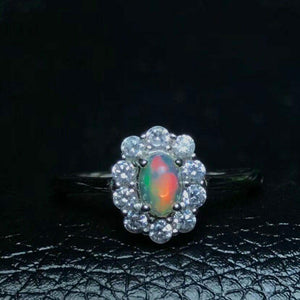 Natural Fire Opal Ring 925 Sterling Silver Size 4-12,  4*6mm Oval Shape Gemstone