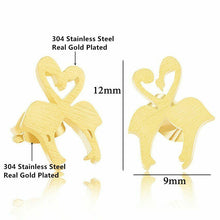 Stainless Steel Tiny Love Mini Post Earrings Kissing Flamingo Body Colorz