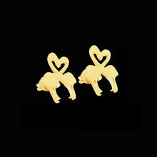 Stainless Steel Tiny Love Mini Post Earrings Kissing Flamingo Body Colorz