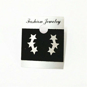 Stainless Steel Three Set of Stars Post Earrings For Women Men Body Colorz