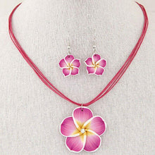 Hawaii Plumeria Flowers Jewelry Sets Polymer Clay Earrings Necklace Pendant Gift