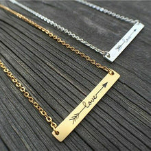 Horizontal Bar Necklace  Romantic Jewelry Stainless Steel Love Arrow Pendant