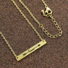 Horizontal Bar Necklace  Romantic Jewelry Stainless Steel Love Arrow Pendant