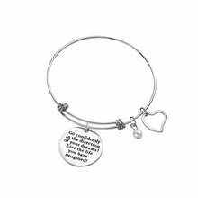 Stainless Steel Inspirational Quotes Bangle Heart Charm Bracelets She Believed