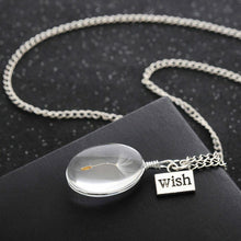 Dandelion Wish Hope Real Flower Pendant Oval Glass Necklace Chain Puffed