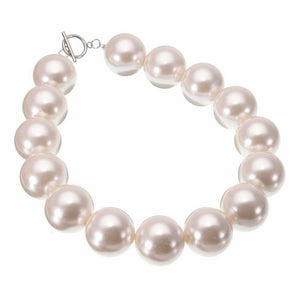 Elegant White Faux Pearl Chain Choke Bib Necklace Beaded Necklaces Women