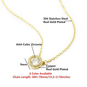 Hearts & Arrows CZ Pendant Necklace Women Jewelry Crystal Stainless Steel Chain