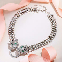 Leopard Cat Choker Necklace Austrian Crystal Statement Women Party Jewelry Wide
