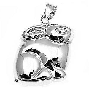 STERLING SILVER Silver Silver Pendant - Rabbit -PENDANT HEIGHT: 24mm [Jewelry]