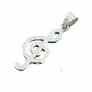 STERLING SILVER Silver Silver Pendant - Music Note -Height: 32mm Metal Material: Sterling Silver