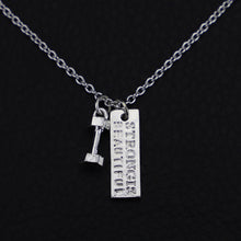 S925 Sterling Silver Jewelry Fitness Necklace Dumbbell Pendant stay strong