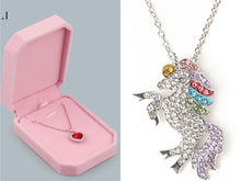 Popular unicorn diamond necklace enamel pony pendant
