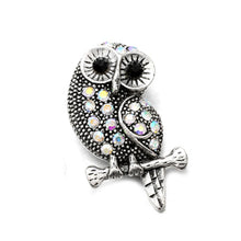 18mm  OWL LOVE  CZ Metal  Snap button jewelry Crystal