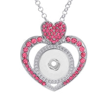 Heart Pave CZ love  snap button necklace   (fit 18mm 20mm snaps)   
