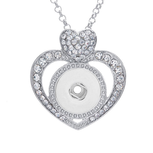 Heart Pave CZ love  snap button necklace   (fit 18mm 20mm snaps)   