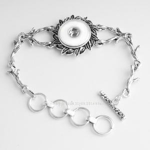 Vintage flower LOVE metal 18mm  snap button charm jewelry bracelet  DIY