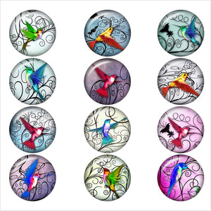 mixed butterfly dragonfly Hummingbird 12mm/16mm/20mm/25mm Round photo glass cabochon demo flat back Making findings BP2017|Jewelry Findings & Components|