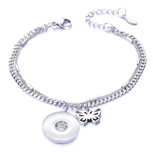Metal Stainless steel 18mm snap button chain bracelet Love