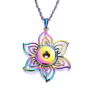Flower Wing Butterfly Heart Dragonfly Multicolor 18mm 20mm Snap Button Necklace