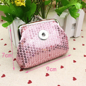Sequins 18MM Snap Button Jewelry Coin Purses Small Wallets Pouch Women's Money Bags For Gift QB311|18mm snap button|18mm snap button jewelry