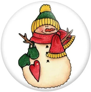 Christmas Snowman snap charms wholesale Round Photo Glass Cabochon 12mm 18mm 20mm DIY Snap Button NN2231