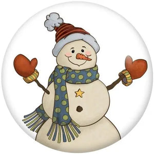 Christmas Snowman snap charms wholesale Round Photo Glass Cabochon 12mm 18mm 20mm DIY Snap Button NN2231